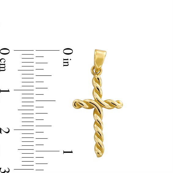 Twist Cross Necklace Charm in Solid 10K Gold