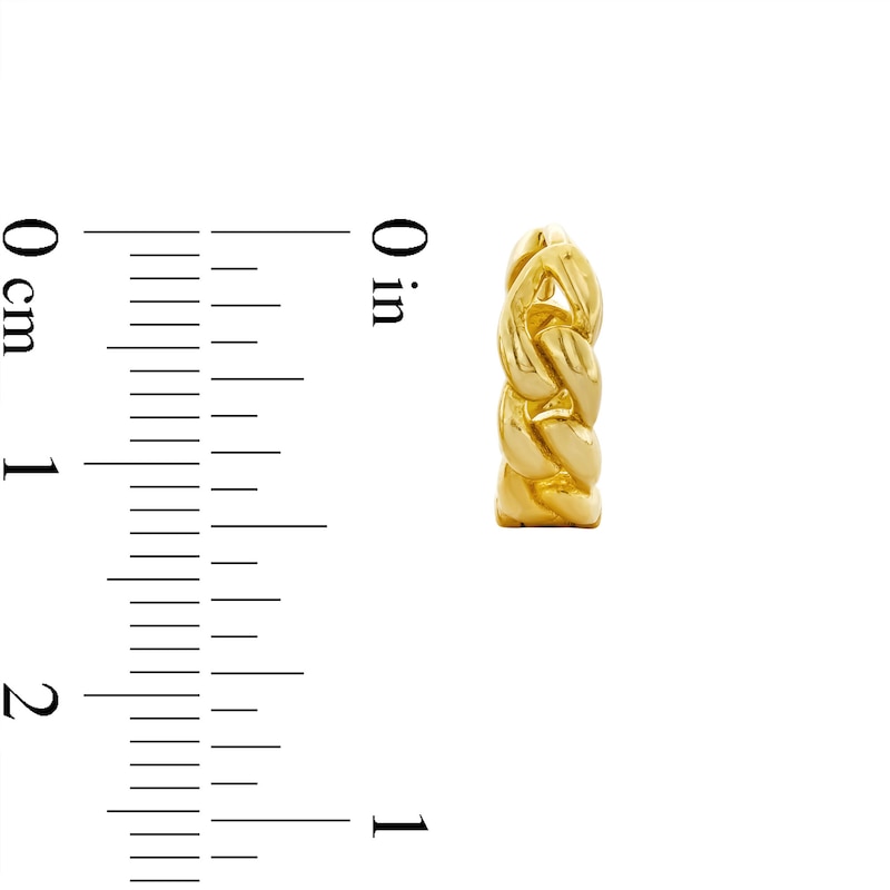 Main Image 3 of 12.2mm Curb Chain Link Huggie Hoop Earrings in Semi-Solid 10K Gold