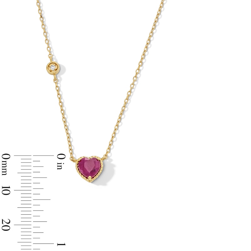Main Image 4 of 6.0mm Heart-Shaped Certified Ruby and Diamond Accent Necklace in 10K Gold