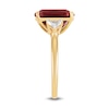 Thumbnail Image 3 of Cushion-Cut Lab-Created Ruby and 0.37 CT. T.W. Trillion-Cut Certified Lab-Grown Diamond Three Stone Ring in 10K Gold