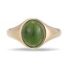 Thumbnail Image 1 of Oval Jade Solitaire Signet Ring in 14K Gold - Size 7