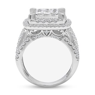 2.95 CT. T.W. Princess-Cut Multi-Diamond Double Cushion Frame Multi-Row Engagement Ring in 10K White Gold