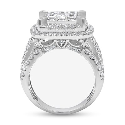 2.95 CT. T.W. Princess-Cut Multi-Diamond Double Cushion Frame Multi-Row Engagement Ring in 10K White Gold