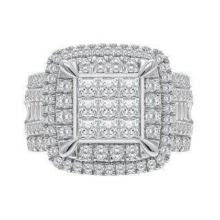 2.95 CT. T.W. Princess-Cut Multi-Diamond Double Cushion Frame Multi-Row Engagement Ring in 10K White Gold
