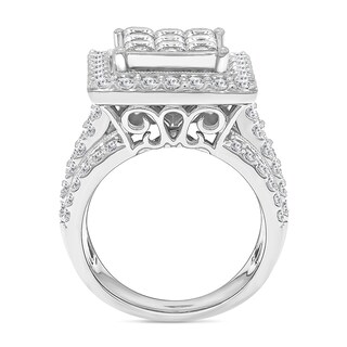 3.95 CT. T.W. Princess-Cut Multi-Diamond Frame Multi-Row Engagement Ring in 10K White Gold