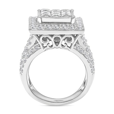 3.95 CT. T.W. Princess-Cut Multi-Diamond Frame Multi-Row Engagement Ring in 10K White Gold