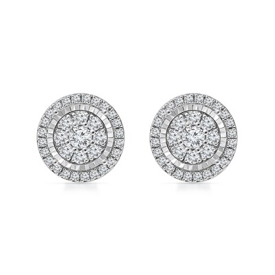 CT. T.W. Multi-Diamond Frame Stud Earrings in 10K White Gold