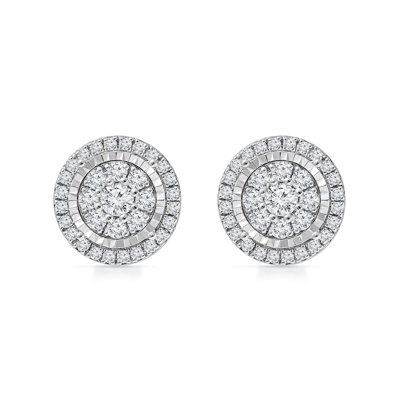 Main Image 2 of 0.95 CT. T.W. Multi-Diamond Frame Stud Earrings in 10K White Gold