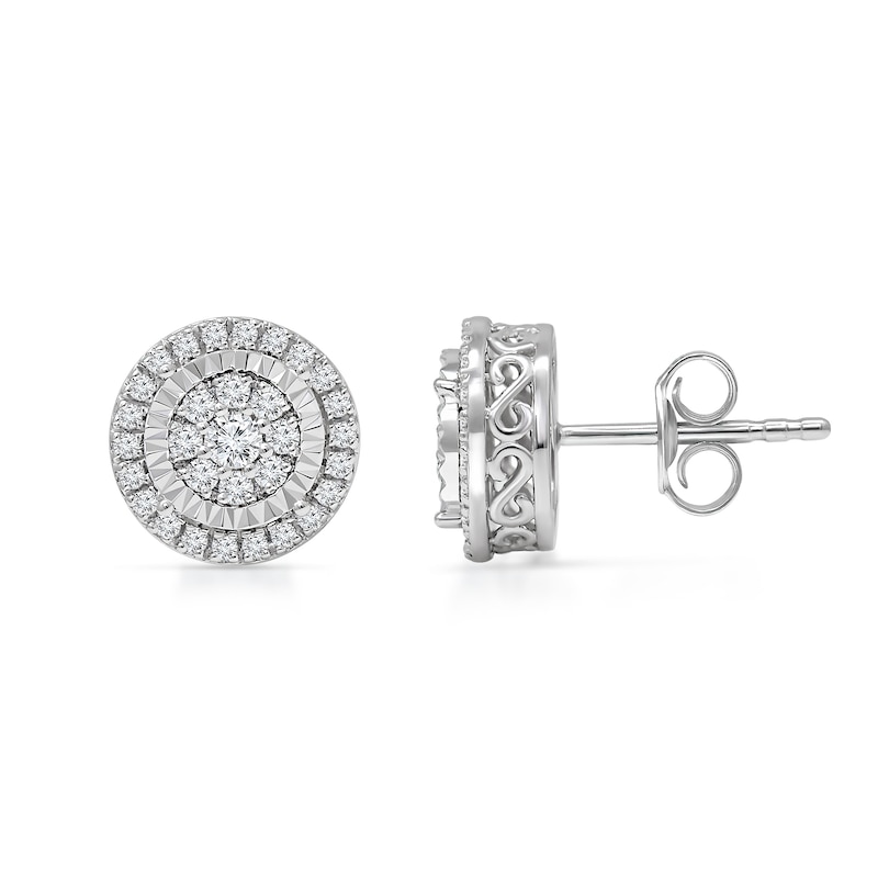 Main Image 1 of 0.45 CT. T.W. Multi-Diamond Frame Stud Earrings in 10K White Gold