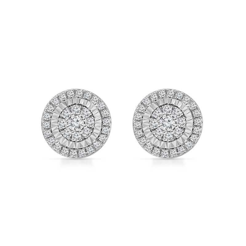 Main Image 2 of 0.45 CT. T.W. Multi-Diamond Frame Stud Earrings in 10K White Gold