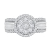 Thumbnail Image 1 of 0.95 CT. T.W. Multi-Diamond Frame Triple Row Engagement Ring in 10K White Gold