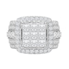 3.95 CT. T.W. Princess-Cut Multi-Diamond Cushion Frame Multi-Row Engagement Ring in 10K White Gold