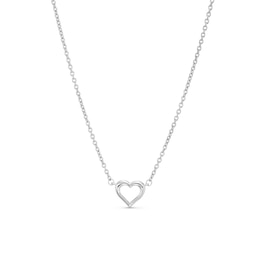 Vera Wang Love Collection Heart Outline Necklace in Sterling Silver - 16"