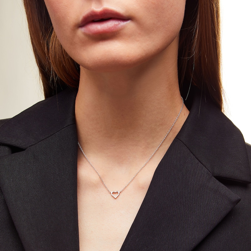 Main Image 2 of Vera Wang Love Collection Heart Outline Necklace in Sterling Silver - 16"
