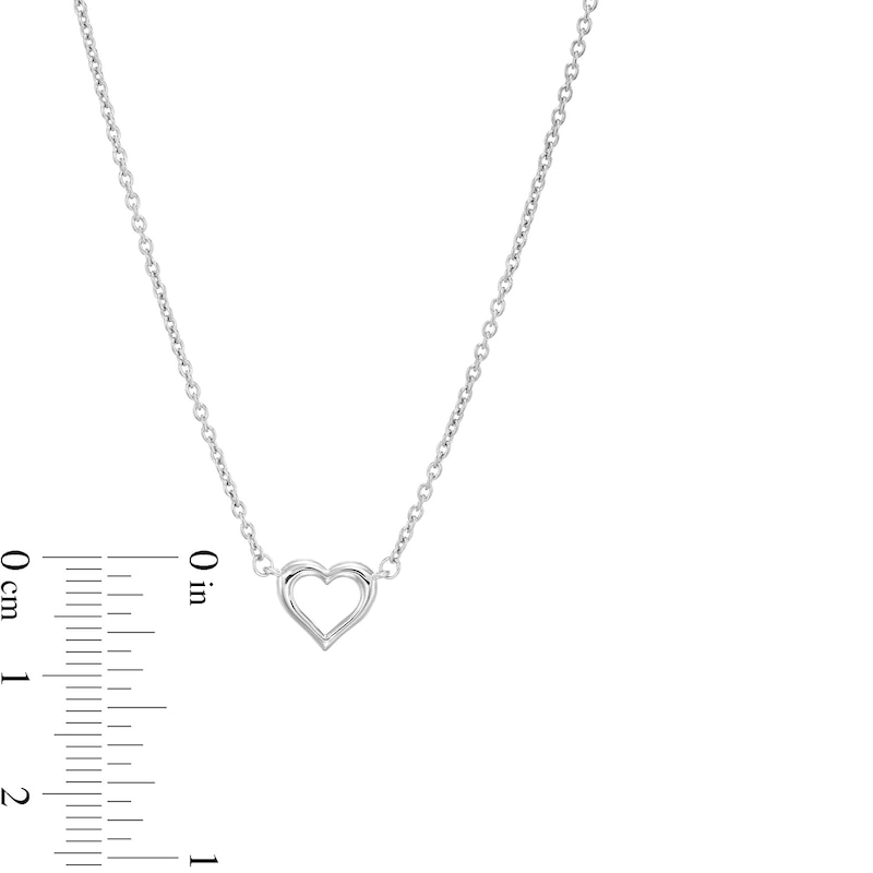 Main Image 4 of Vera Wang Love Collection Heart Outline Necklace in Sterling Silver - 16"