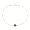4.0mm Lab-Created Emerald and 0.085 CT. T.W. Certified Lab-Created Diamond Trillion Frame Bracelet in 10K Gold - 7.25”