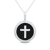 Thumbnail Image 1 of 23.0mm Onyx Cross Chain Link Frame Pendant in Sterling Silver