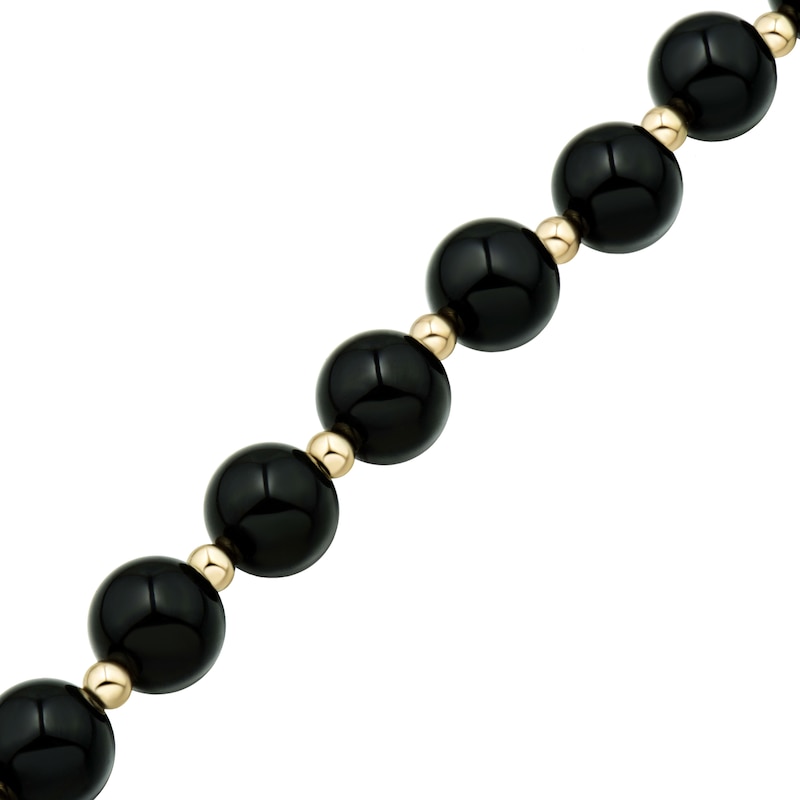 Main Image 2 of 8.0mm Onyx Bead Strand Bracelet in 14K Gold - 7.5"