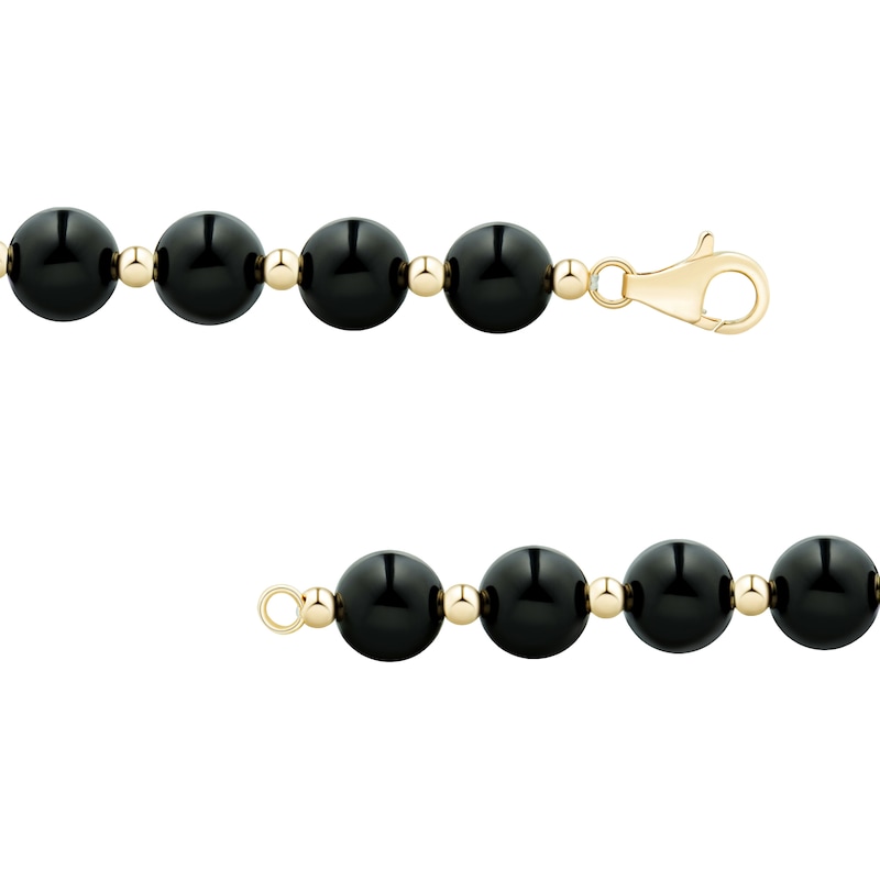 Main Image 3 of 8.0mm Onyx Bead Strand Bracelet in 14K Gold - 7.5"