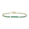 Thumbnail Image 1 of Lab-Created Emerald and 0.45 CT. T.W. Certified Lab-Grown Diamond Line Bracelet in 10K Gold (F/SI2) - 6.5”