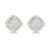 Thumbnail Image 2 of 0.25 CT. T.W. Baguette and Round Multi-Diamond Circle Frame Stud Earrings in 10K Gold