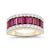 Baguette Lab-Created Ruby and 0.69 CT. T.W. Certified Lab-Created Diamond Edge Ring in 10K Gold (I/SI2)