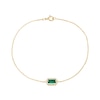 Thumbnail Image 1 of Emerald-Cut Lab-Created Emerald and 0.085 CT. T.W. Certified Lab-Grown Diamond Hexagon Frame Bracelet in 10K Gold