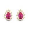 Thumbnail Image 2 of Pear-Shaped Lab-Created Ruby and 0.37 CT. T.W. Certified Lab-Grown Diamond Frame Stud Earrings in 10K Gold (F/SI2)