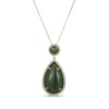 Thumbnail Image 1 of Pear-Shaped and Round Jade with 0.40 CT. T.W. Diamond Frame Teardrop Pendant in 14K Gold