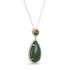 Thumbnail Image 2 of Pear-Shaped and Round Jade with 0.40 CT. T.W. Diamond Frame Teardrop Pendant in 14K Gold