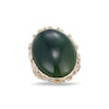 Thumbnail Image 3 of Oval Jade Solitaire Bamboo Motif Ring in 14K Gold - Size 7