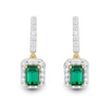 Thumbnail Image 2 of Emerald-Cut Lab-Created Emerald and 0.37 CT. T.W. Certified Lab-Grown Diamond Frame Drop Earrings in 10K Gold (F/SI2)