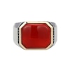 Thumbnail Image 3 of Emerald-Shaped Agate and Black Sapphire Signet Ring in Sterling Silver and 10K Gold