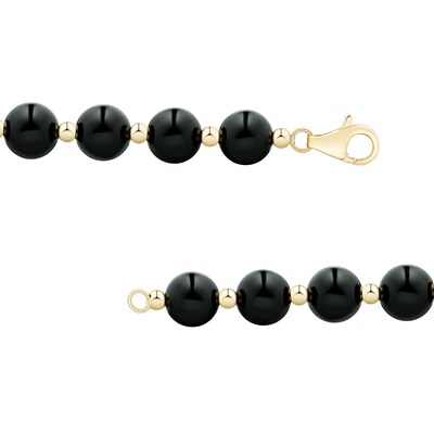 8.0mm Onyx Bead Strand Necklace in 14K Gold - 17"