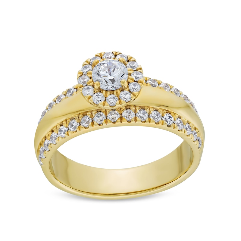 Main Image 1 of Canadian Certified Centre Diamond 1.00 CT. T.W. Frame Triple Row Engagement Ring in 10K Gold (I/I1)