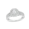 Thumbnail Image 1 of Emerald-Cut Canadian Certified Centre Diamond 1.00 CT. T.W. Frame Triple Row Engagement Ring in 10K White Gold (I/I1)