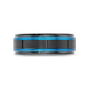 Thumbnail Image 3 of 8.0mm Stepped Edge Engravable Wedding Band in Tungsten with Black and Blue Ion Plate