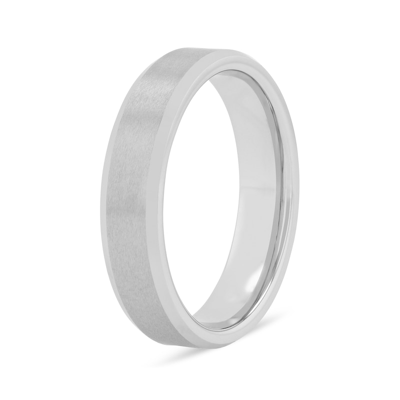 Main Image 3 of 5.0mm Bevelled Edge Engravable Wedding Band in Tungsten
