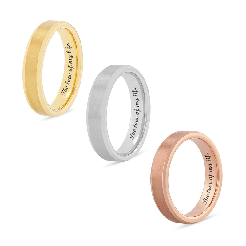 Main Image 4 of 5.0mm Bevelled Edge Engravable Wedding Band in Tungsten