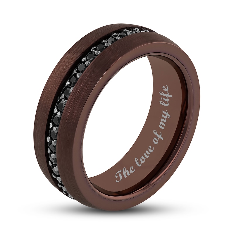 Main Image 3 of 8.0mm Black Sapphire Engravable Wedding Band in Tungsten with Brown Ion Plate