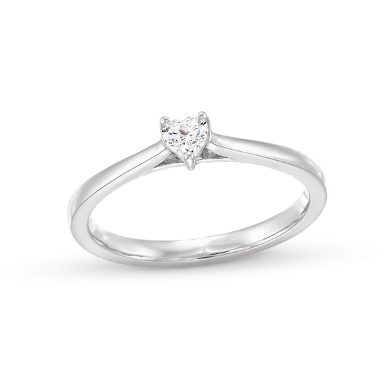 0.20 CT. Heart-Shaped Certified Lab-Created Diamond Solitaire Promise Ring in 10K White Gold (F/SI2)