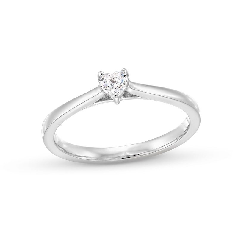 0.20 CT. Heart-Shaped Certified Lab-Created Diamond Solitaire Promise Ring in 10K White Gold (F/SI2)