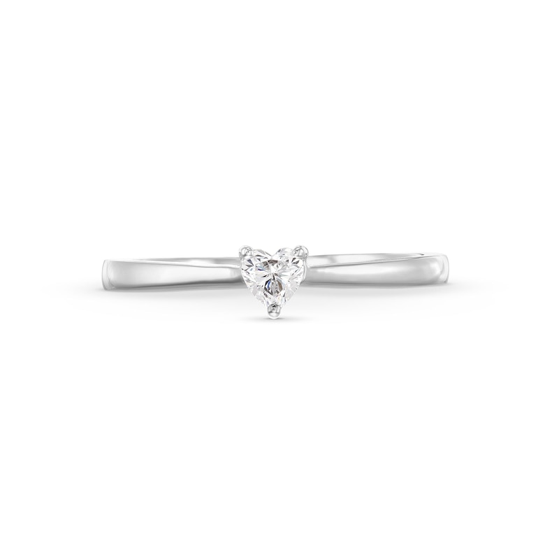 Main Image 4 of 0.20 CT. Heart-Shaped Certified Lab-Grown Diamond Solitaire Promise Ring in 10K White Gold (F/SI2)