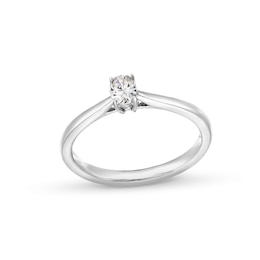 0.20 CT. Oval Certified Lab-Grown Diamond Solitaire Promise Ring in 10K White Gold (F/SI2)