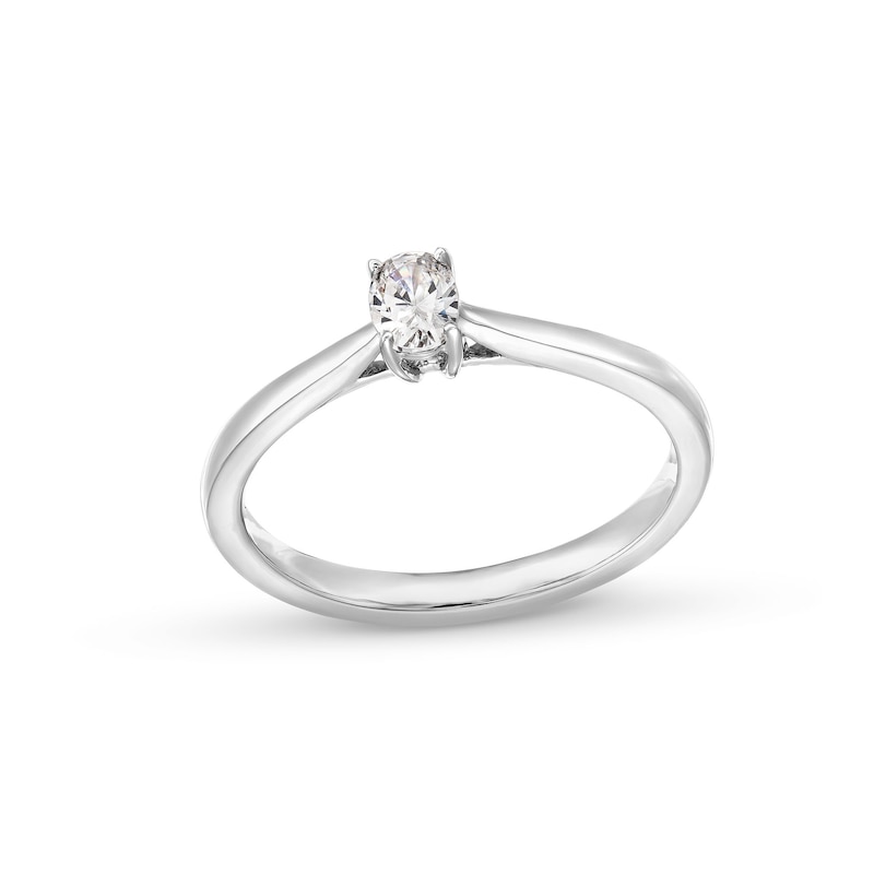 Main Image 1 of 0.20 CT. Oval Certified Lab-Grown Diamond Solitaire Promise Ring in 10K White Gold (F/SI2)