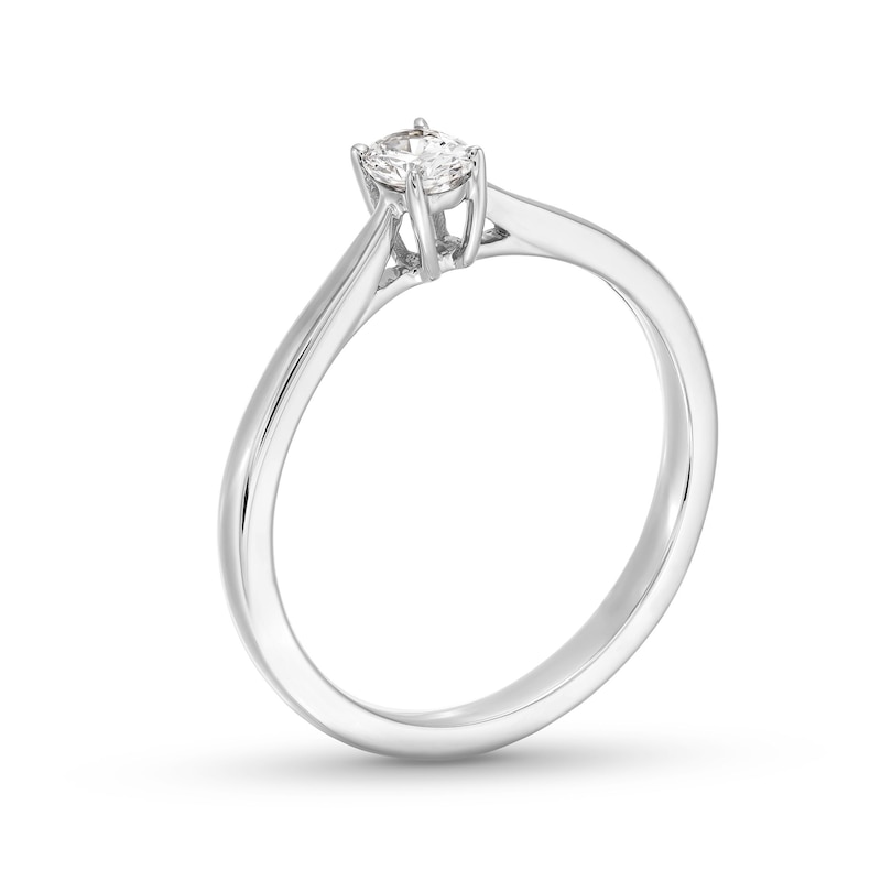 Main Image 3 of 0.20 CT. Oval Certified Lab-Grown Diamond Solitaire Promise Ring in 10K White Gold (F/SI2)