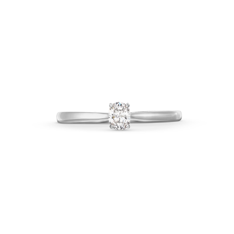 Main Image 4 of 0.20 CT. Oval Certified Lab-Grown Diamond Solitaire Promise Ring in 10K White Gold (F/SI2)