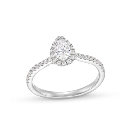0.50 CT. T.W. Pear-Shaped Certified Lab-Grown Diamond Frame Promise Ring in 10K White Gold (F/SI2)
