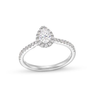 0.50 CT. T.W. Pear-Shaped Certified Lab-Created Diamond Frame Promise Ring in 10K White Gold (F/SI2)