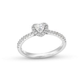 0.50 CT. T.W. Heart-Shaped Certified Lab-Grown Diamond Frame Promise Ring in 10K White Gold (F/SI2)